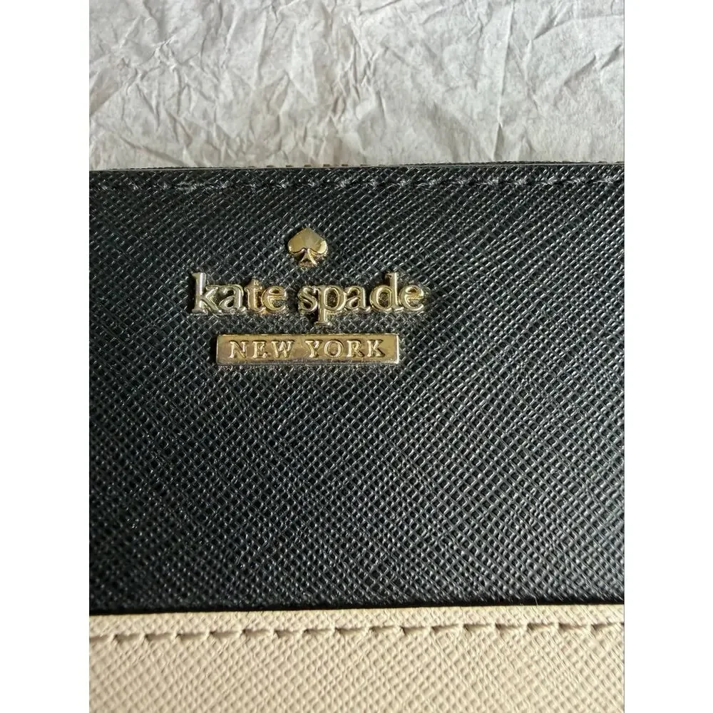 Kate Spade Cameron Street Lacey Color Block Saffiano Leather Wallet Black Cream